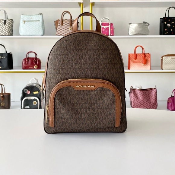 Michael Kors Handbags - Michael Kors Jayce Medium Brown Signature Backpack